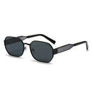 Black Frame and Black Grey Lenses Modern Retro Geometric Sunglasses - Chic Metal Frame with UV400 Lenses and Black PU Leather Protective Case-1