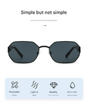Gold Frame and Black Grey Lenses Modern Retro Geometric Sunglasses - Chic Metal Frame with UV400 Lenses and Black PU Leather Protective Case-6