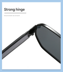 Gold Frame and Black Grey Lenses Modern Retro Geometric Sunglasses - Chic Metal Frame with UV400 Lenses and Black PU Leather Protective Case-8