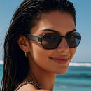 Gold Frame and Brown Lenses Modern Retro Geometric Sunglasses - Chic Metal Frame with UV400 Lenses and Black PU Leather Protective Case-4