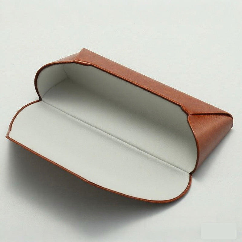 2 Pcs Brown Vintage Style PU Leather Eyewear Case - Protective Hard Shell with Soft Lining