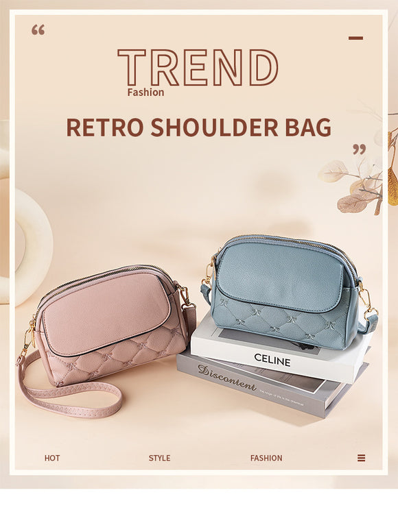 Black Chic Quilted Crossbody Bag - Multi-Compartment PU Leather Shoulder Purse