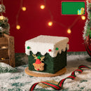 White and Green Luxe Plush Christmas Gift Box - Decorative Holiday Treat Box with Snowy Trim-1