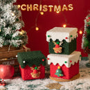 White and Green Luxe Plush Christmas Gift Box - Decorative Holiday Treat Box with Snowy Trim-4