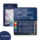 Giorgione Artist Watercolour Pencils 12-Color Set - Premium Water Soluble Colored Pencils for Art & Drawing with Tin Case-1