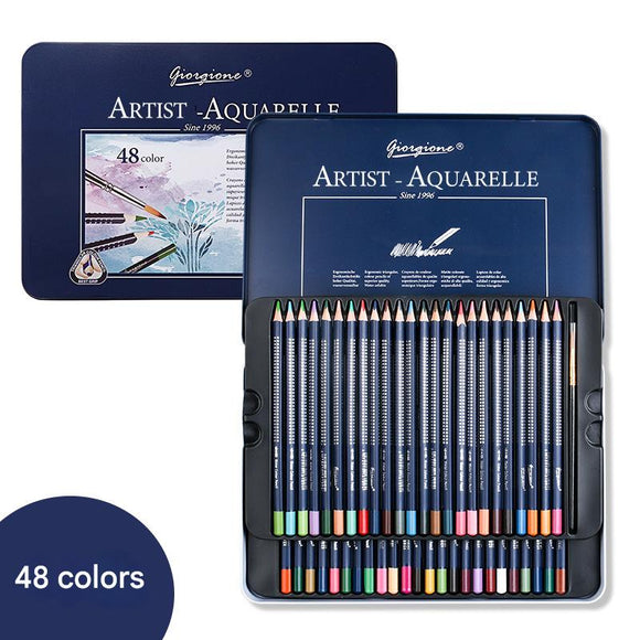 Giorgione Artist Watercolour Pencils 48-Color Set - Premium Water Soluble Colored Pencils for Art & Drawing with Tin Case