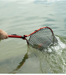 Red High Strength Large Landing Net - Fishing Net with Foldable Handle and Soft Rubber Netting, Dip Net for Fishing, Ideal for Boat, Pier, River Angling-2