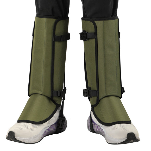 Green Outdoor Waterproof Leg Gaiters - Anti-Snake Bite & Scratch Protection Boot Covers - Breathable Nylon Oxford Leg Guards for Hiking Camping