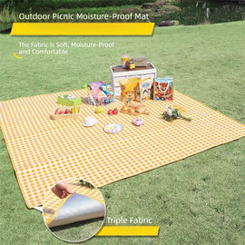 Yellow Lightweight Thickened Picnic Mat – Waterproof Outdoor Camping Ground Sheet for Hiking, Parks and Picnics(1.5*2M）