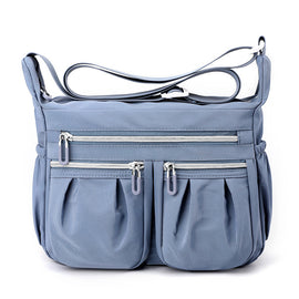 Blue Multi-Pocket Lightweight Nylon Crossbody Bag – Stylish, Functional, and Spacious Shoulder Bag for Women
