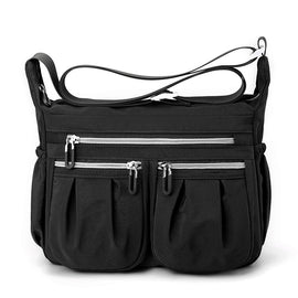 Black Multi-Pocket Lightweight Nylon Crossbody Bag – Stylish, Functional, and Spacious Shoulder Bag for Women
