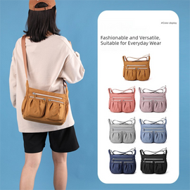 Black Multi-Pocket Lightweight Nylon Crossbody Bag – Stylish, Functional, and Spacious Shoulder Bag for Women - 0