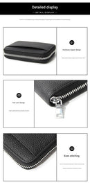 Genuine Leather RFID Blocking Accordion Card Holder & Coin Purse - Large Capacity Zip Wallet(black)-5
