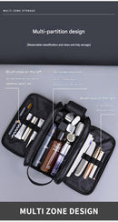 Large Capacity PU Leather Toiletry Bag - Multi-Compartment Dopp Kit & Cosmetic Organizer(Brown)-4