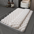 Luxury Plush Memory Foam Bath Mat with Foot Drying Panel - Super Absorbent & Non-Slip Bathroom Rug(Checkered beige)-1