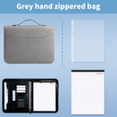 Professional PU Leather A4 Portfolio Binder with Zipper, Handle, Calculator & Clipboard(grey)-1