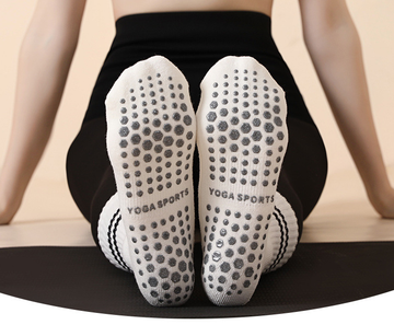 White (3-Pack) Unisex Striped Non-Slip Grip Socks - Cotton Crew Socks for Yoga, Pilates & Home Workouts - 0