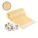 Yellow Chic Striped 100% Cotton Beach Towel with Tassels - Extra Large & Absorbent (180x90cm)-1