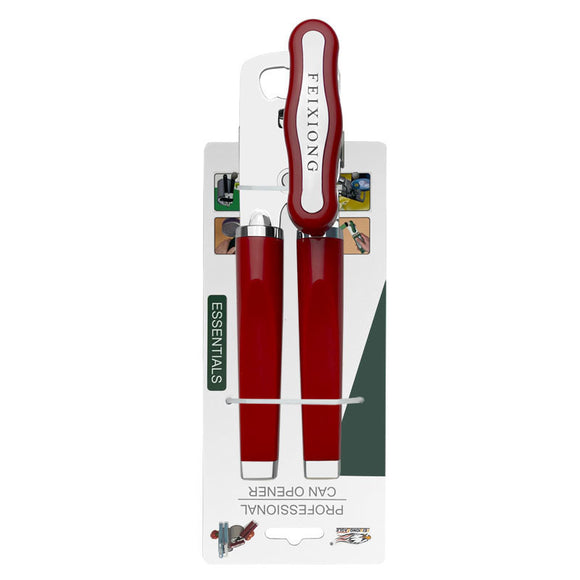 Red (2-Pack) Heavy-Duty Manual Can Opener - Ergonomic 3-in-1 Tool with Stainless Steel Cutter & Bottle Opener