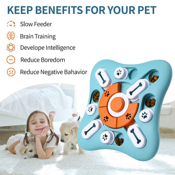 Interactive Pet Puzzle Toy - Slow Feeder Dispenser with Sound for Dogs & Cats - 0