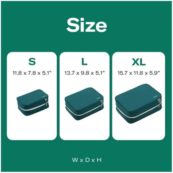 L Black Durable & Expandable Travel Packing Cube - Tear-Resistant & Water-Repellent Clothing Organizer with Double Zippers