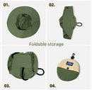 Green Foldable Waterproof Bucket Hat Packable Sun Cap Wide Brim with Adjustable Drawstring for Fishing Camping and Hiking-2