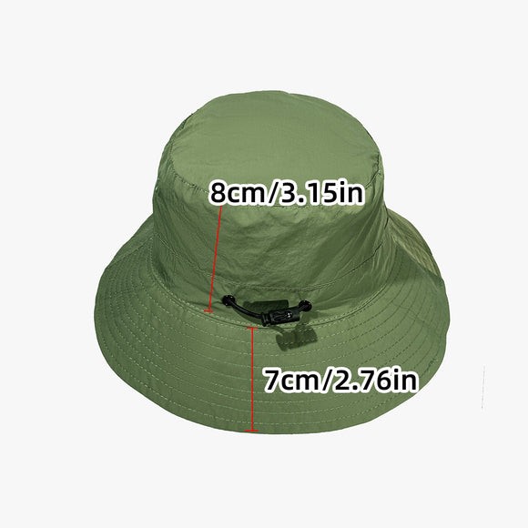 Khaki Foldable Waterproof Bucket Hat Packable Sun Cap Wide Brim with Adjustable Drawstring for Fishing Camping and Hiking