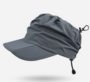 Grey Women's Foldable Sun Visor Cap Quick Dry Packable Empty Top Hat Adjustable Drawstring for Running Hiking and Summer Travel-1