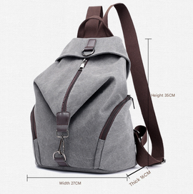 Grey Women's Vintage Canvas Backpack Casual Daypack Retro College School Bag Large Capacity Rucksack for Travel Work & Daily Use - 0