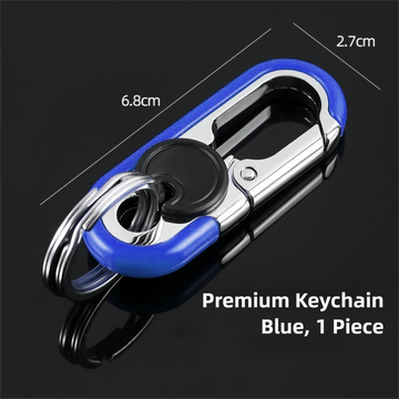 3pc Blue Durable Zinc Alloy Carabiner Keychain – Secure Twist Lock & Dual Key Rings