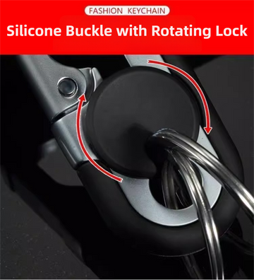 3pc Blue Durable Zinc Alloy Carabiner Keychain – Secure Twist Lock & Dual Key Rings - 0