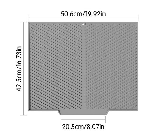2PC Grey Multi-Use Drain Mat (51x43 cm) – Non-Slip Heat Protection for Dish Drying & Prep