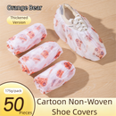 50 Pieces Thickened Non-Woven Disposable Shoe Covers (Orange Bear) – Universal Fit (EU Size 34-45) for Guests & Floor Protection-1