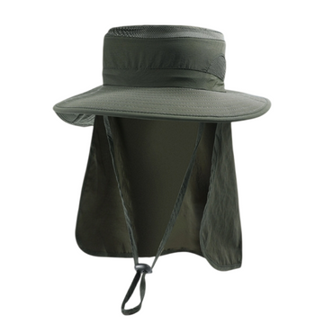 2-Pack Green Men's Adjustable Sun Protection Hat - Wide Brim, Deep Crown, Quick Dry Breathable Sun Cap with Neck Flap for Hiking & Outdoors