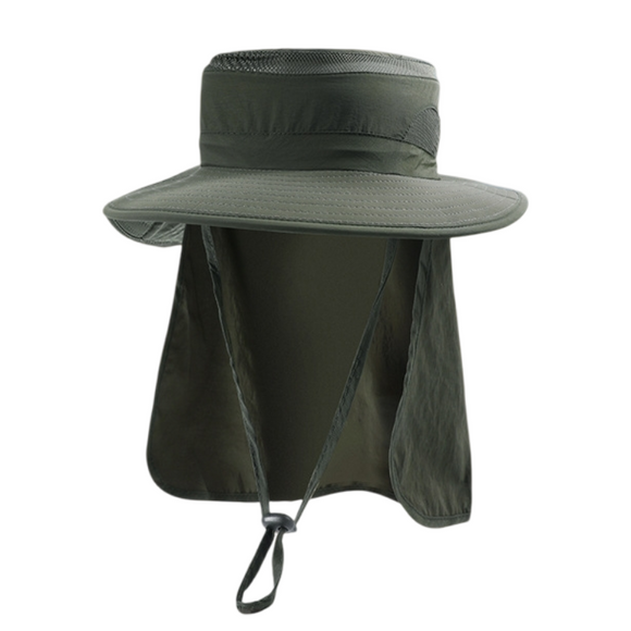 2-Pack Green Men's Adjustable Sun Protection Hat - Wide Brim, Deep Crown, Quick Dry Breathable Sun Cap with Neck Flap for Hiking & Outdoors