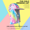2-Pack Girls' Sun Protection Swim Cap Set - Cute Cartoon Rainbow Horse Pattern, Quick Dry Nylon Swimming & Wading Hat-3