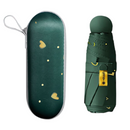 2-Pack Green Ultra-Compact 5-Fold Waterproof All-Weather Umbrella for Women - Heart Pattern, Black Glue UV Protection, 8-Rib Frame,  Portable Capsule Parasol-1