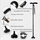 Folding LED Walking Cane with Dual Handle - Adjustable(88-98CM), Anti-Slip 4-Prong Base, and Stand-Up Function for Seniors-2