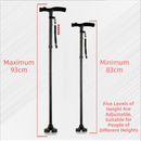 Folding LED Walking Cane with Dual Handle - Adjustable(88-98CM), Anti-Slip 4-Prong Base, and Stand-Up Function for Seniors-3