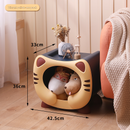 Yellow Cute Cat-Themed Stackable Storage Bin - Multi-purpose Pet Bed & Toy Organizer-1