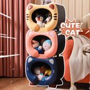 Blue Cute Cat-Themed Stackable Storage Bin - Multi-purpose Pet Bed & Toy Organizer-2