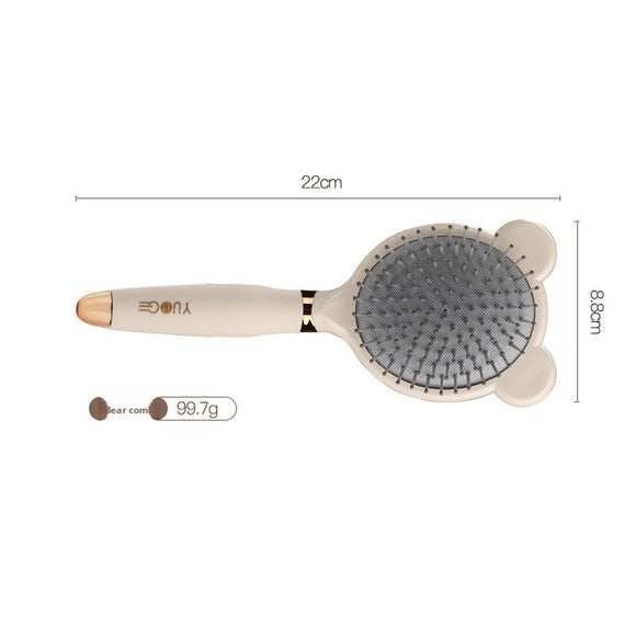 Little Bear Comb Soft Touch Air Cushion Hair Brush with Built-in Cleaning Claw Detangling Massage Comb for Wet and Dry Hair Gentle Scalp Care