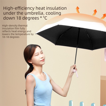 Wutong Apricot Compact Mini Travel Umbrella UPF50+ UV Protection Waterproof 6-Fold Flat Design Lightweight Sun & Rain Parasol for Handbag - 0