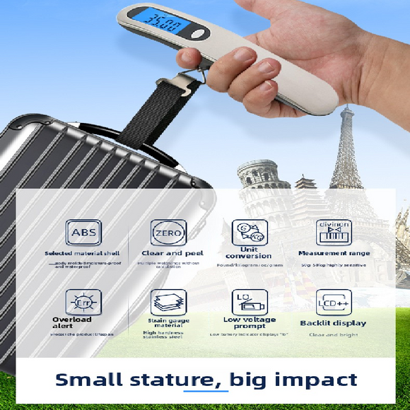 White blue light Portable Digital Luggage Scale 50kg High Precision Hanging Weigher with Backlit LCD Stainless Steel for Travel Home and Postal Use