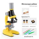 Yellow Kids Biological Microscope Kit 100x 400x 1200x LED Magnification STEM Science Toy for School Students with Sample Slides-1