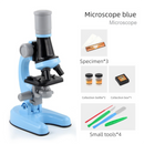 Blue Kids Biological Microscope Kit 100x 400x 1200x LED Magnification STEM Science Toy for School Students with Sample Slides-1