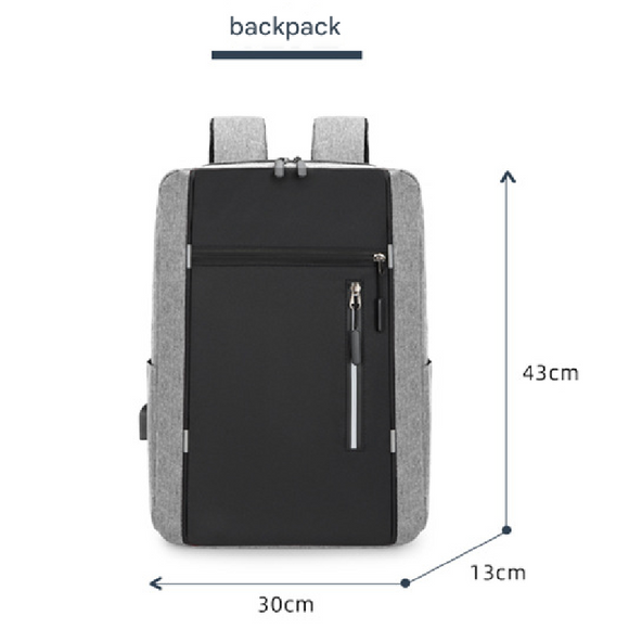 Black 3 Piece Mens Backpack Set with Sling Bag and Pouch USB Charging Port Large Capacity Laptop Daypack Water Resistant Business Travel School Bag