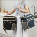 Grey Dual Layer Insulated Lunch Bag 12L Large Capacity Cooler Tote with Adjustable Strap Leakproof Thermal Food Carrier for Work Picnic and Camping-3