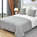 Light grey Nordic Knitted Throw Blanket with Tassels 130x230cm Soft Acrylic Diamond Pattern Sofa Cover Bed Runner and Travel Blanket-1