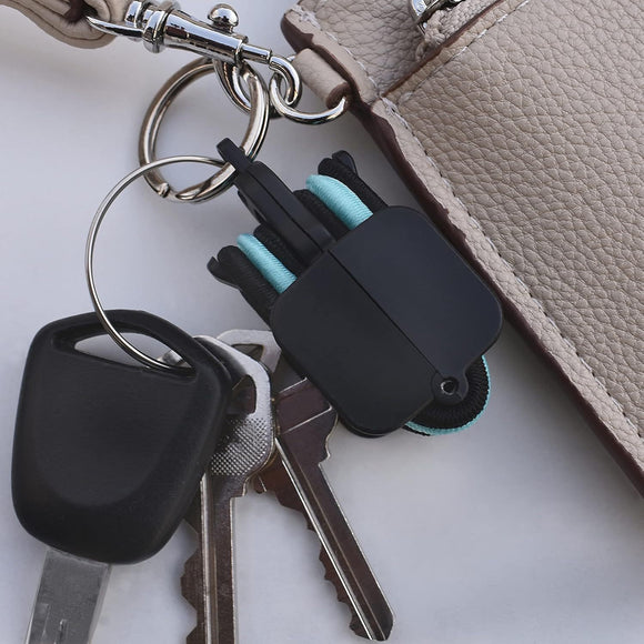 3-PCS Black Portable Hair Tie Organizer Keychain Compact Hair Accessories Holder with Clip for Travel School Bag and Purse